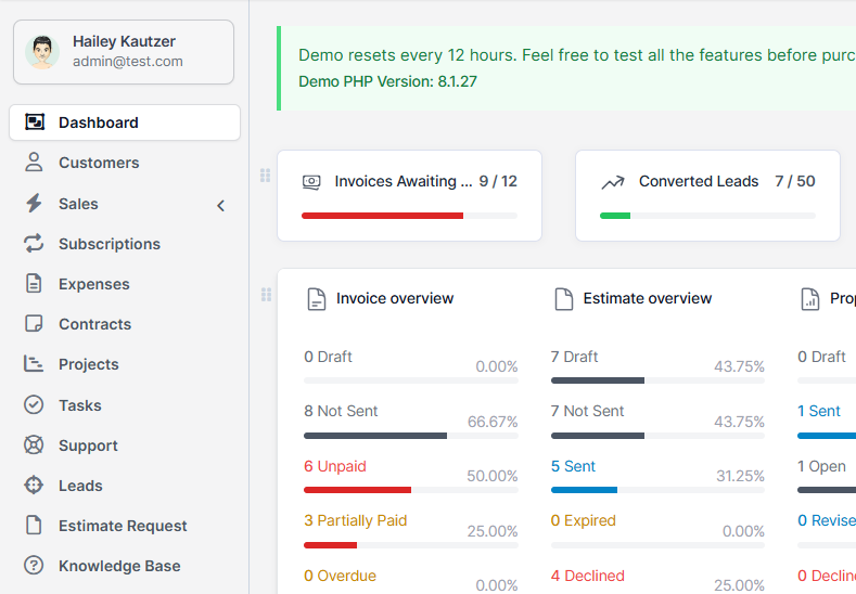 Project Dashboard Interface