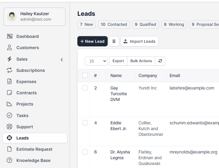 Project Dashboard Interface